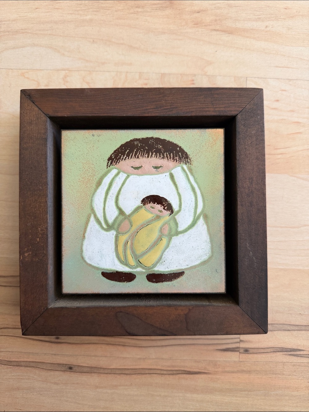 Stanley Hand-Painted Home Art Tile in Green and Yellow